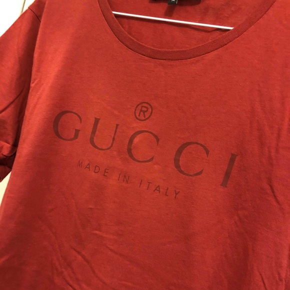 Gucci logoT shirt Size M red bordeau 100% Authentic - Picture 2 of 10